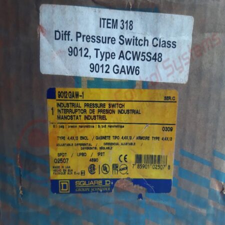 SQUARE D 9012 GAW-1 PRESSURE SWITCH