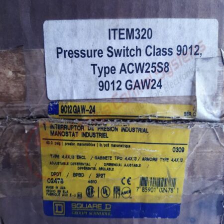 SQUARE D 9012GAW-24 PRESSURE SWITCH